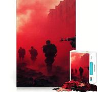 Rompecabezas de 1000 Piezas Soldados en Humo Rojo para Adolescentes Refuerza la Memoria y el vínculo Familiar Bordes precisos Regalo Original (38x26cm)
