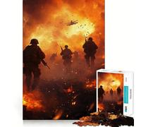 Rompecabezas de 1000 Piezas Soldados en Tormenta de Fuego para Adultos y Adolescentes Juguete de Habilidad, Relajante y Divertido Bordes Ajustados Regalo Ideal para Festivales (38x26cm)