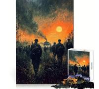 Rompecabezas de 1000 Piezas Soldados marchando a la Batalla para Adolescentes Mejora la Memoria Cómodo y Relajante Corte Firme Regalo Festivo (38x52cm)