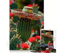 Rompecabezas de 1000 Piezas Sombrero sobre Cactus para Adolescentes Juguete de lógica Fina, Divertido y Relajante Decoración de Pared con Bordes limpios (38x26cm)