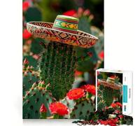 Rompecabezas de 1000 Piezas Sombrero sobre Cactus para Adolescentes Juguete de lógica Fina, Divertido y Relajante Decoración de Pared con Bordes limpios (38x26cm)