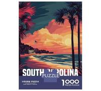 Rompecabezas De 1000 Piezas South Carolina Sunset Rompecabezas para Adultos Juego De Ingenio Análisis Y Lógica Cumpleaños 38x26cm/1000pcs