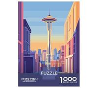 Rompecabezas De 1000 Piezas - Space Needle Cityscape Rompecabezas para Adultos Juego De Ingenio Desafío Difícil Regalos para Reducir El Estrés 38x26cm/1000pcs