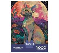 Rompecabezas De 1000 Piezas Sphynx Cat Under The Moon Rompecabezas para Adultos Juego Práctico Una Obra De Arte Cumpleaños Y Navidad 70x50cm/1000pcs