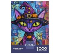 Rompecabezas De 1000 Piezas Spooky Cat Halloween Art Rompecabezas para Adultos Juego De Ingenio Análisis Y Lógica Cumpleaños 70x50cm/1000pcs