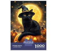 Rompecabezas De 1000 Piezas - Spooky Witch Cat Rompecabezas para Adultos Juego De Ingenio Desafío Difícil Oferta como Regalos para Toda La Familia 38x26cm/1000pcs