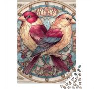 Rompecabezas De 1000 Piezas - Stained Glass Birds Artwork Rompecabezas para Adultos Juguetes De Bricolaje Oferta De Decoración Perfecta como Regalos para Toda La Familia 38x26cm/1000pcs