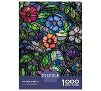 Rompecabezas De 1000 Piezas Stained Glass Floral Landscape Rompecabezas para Adultos Juego De Ingenio Carrera De Velocidad De Manos Cumpleaños Y Navidad 70x50cm/1000pcs
