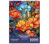 Rompecabezas De 1000 Piezas Stained Glass Flowers Rompecabezas para Adultos Juegos Familiares Ensamblaje De Patrones Cumpleaños Y Navidad 70x50cm/1000pcs