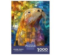 Rompecabezas De 1000 Piezas Stained Glass Sea Lion Rompecabezas para Adultos Juego De Ingenio Difícil Difícil Único Cumpleaños Y Regalos 52x38cm/1000pcs