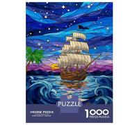Rompecabezas De 1000 Piezas Stained Glass Ship at Sea Rompecabezas para Adultos Juguetes Antiestrés Decoración Perfecta Cumpleaños Y Navidad 38x26cm/1000pcs