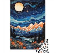 Rompecabezas De 1000 Piezas Starry Night Mountain Landscape -1 Rompecabezas para Adultos Juguete Decoración De Pared Regalo De Cumpleaños Cumpleaños Y Navidad 70x50cm/1000pcs