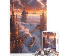 Rompecabezas de 1000 Piezas Steampunk City al Atardecer decoración del hogar Juguetes Grandes Regalos y Juguetes Juego práctico Interesante reducción del estrés tamaño 50x75cm