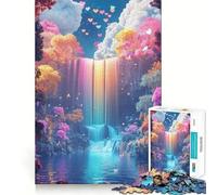 Rompecabezas de 1000 Piezas Sueño de Cascada arcoíris para Adolescentes, Rompecabezas de lógica Clara, Juguete Tiempo de Paz, Corte, Lista de Deseos de Papá Noel (38x52cm)