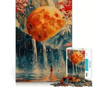 Rompecabezas de 1000 Piezas Sueño de Cascada de Luna de Sangre,con Bordes Finos,Ideal para Manualidades,Actividades Creativas,Entretenimiento y como Regalo de cumpleaños 38x52cm