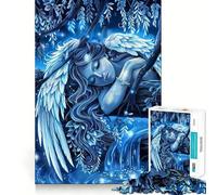 Rompecabezas de 1000 Piezas Sueños Azules de ángel neón Decoración de Ajuste Limpio Juego de ingenio Regalo Juego de Tiempo Tranquilo Regalo de cumpleaños Arte (50x75cm)
