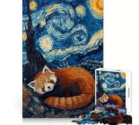 Rompecabezas de 1000 Piezas Sueños de Panda Rojo Noche Estrellada para Adultos Juguete para ejercitar la Mente y Fortalecer los Lazos Familiares Corte de precisión Regalo Creativo (50x75cm)