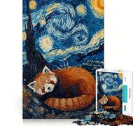 Rompecabezas de 1000 Piezas Sueños de Panda Rojo Noche Estrellada para Adultos y Adolescentes Juguete de Habilidad, Relajante y Divertido Bordes Ajustados Regalo Ideal para Festivales (38x26cm)