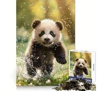 Rompecabezas de 1000 Piezas Summer Splash Panda para Adolescentes Mejora la Memoria Juego Relajante Bordes limpios Artículo de Santa Claus 50x75cm