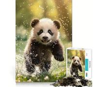 Rompecabezas de 1000 Piezas Summer Splash Panda para Adolescentes Mejora la Memoria Juego Relajante Bordes limpios Artículo de Santa Claus 50x75cm