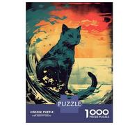 Rompecabezas De 1000 Piezas Sunset Cat Wave Rompecabezas para Adultos Juegos Relajantes Decoración del Hogar Cumpleaños Y Navidad 38x26cm/1000pcs