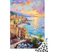 Rompecabezas De 1000 Piezas - Sunset Over Coastal Village Rompecabezas para Adultos Juguetes De Bricolaje Oferta De Decoración Perfecta como Regalos para Toda La Familia 38x26cm/1000pcs