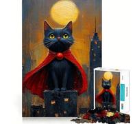 Rompecabezas de 1000 Piezas Super Gato en Paisaje Urbano para Adultos Rompecabezas de Memoria Disfrute del Montaje Lento de la Imagen Regalo Creativo 38x26cm