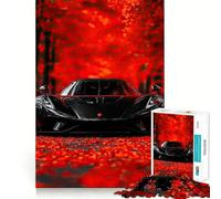 Rompecabezas de 1000 Piezas Supercoche Koenigsegg Negro en otoño Decoración Elegante y práctica,Regalo Ideal para ejercitar la Mente,Juego de Paz o Pieza de Arte navideña 38x26cm