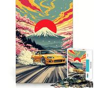 Rompecabezas de 1000 Piezas Supra Amarillo derrapando Cerca del Monte Fuji para Adultos Juguete para Resolver Problemas Juego de Corte de Calidad Profesional Actividad Relajante para Grupos