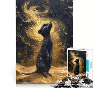 Rompecabezas de 1000 Piezas Suricata contemplando una Galaxia Dorada Juegos educativos antiestrés cumpleaños y Navidad 38x26cm