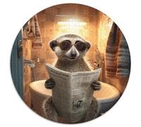 Rompecabezas de 1000 Piezas: Suricata Leyendo periódico Rompecabezas Redondo de 1000 Piezas para Adultos Ideal para diversión Familiar, relajación y Regalos navideños 1000 Piezas (67,5x67,5cm)