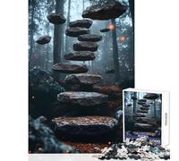 Rompecabezas de 1000 Piezas - Surrealismo: Un Sendero Forestal Conduce a una Escalera Juguete Educativo Regalo de cumpleaños Juego práctico con póster a Juego y Hoja de Trivia Tamaño 38x52cm
