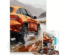Rompecabezas de 1000 Piezas SUV Naranja conduciendo por un Camino de Tierra Ideal para Adolescentes Juego Mental Juguete para el hogar Corte preciso (38x26cm)