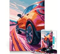 Rompecabezas de 1000 Piezas SUV Rojo en Carretera sinuosa para Adolescentes Juguete de lógica para estimular la diversión en Interiores Borde Premium Regalo Memorable (38x26cm)