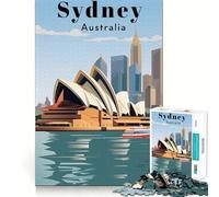 Rompecabezas de 1000 Piezas Sydney Australia Travel Neat Edge Decor Problem Solve Fun Easy Time Fun Christmas Decor Gift (38x26cm)