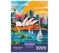 Rompecabezas De 1000 Piezas Sydney Skyline Illustration Rompecabezas para Adultos Juego Familiar Decoración Perfecta Cumpleaños Y Navidad 52x38cm/1000pcs