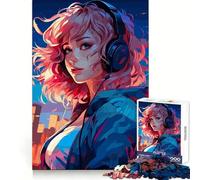 Rompecabezas de 1000 Piezas Synthwave Cyber Anime Girl para Adultos, Juguete Mental Relajante, Regalo de cumpleaños de Primera Calidad 38x52cm