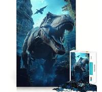 Rompecabezas de 1000 Piezas T-Rex en ruinas Antiguas Diseño artístico de Corte nítido Juego de lógica y Pensamiento Ideal para Relajarse y divertirse en cumpleaños (50x75cm)