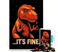 Rompecabezas de 1000 Piezas T-Rex Llorando Está Bien póster Vintage de Dinosaurio Juguete para ejercitar la Mente y Las articulaciones Tiempo de Juego Tranquilo Pieza de Arte navideña 38x26cm