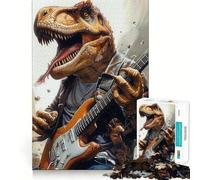 Rompecabezas de 1000 Piezas T-Rex Tocando la Guitarra, Banda de Metal, Ajuste, Arte, desafío Mental, Juguete, Juego de Ocio, Regalo Divertido de cumpleaños (38x26cm)