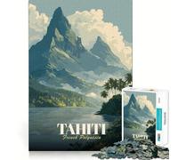 Rompecabezas de 1000 Piezas Tahití Polinesia Francesa Póster de Viaje Flawless Fit Art Brain Boosting Play Rest Time Play Christmas Wall Art (50x75cm)
