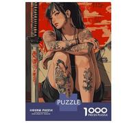 Rompecabezas De 1000 Piezas Tattooed Woman with Katana Rompecabezas para Adultos Juego De Ingenio Corte De Precisión Cumpleaños Y Navidad 70x50cm/1000pcs