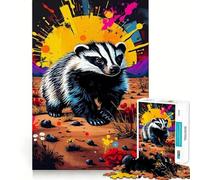 Rompecabezas de 1000 Piezas Tejón al Atardecer en el Desierto,Juego de Corte sin Costuras,Juego Creativo,Juguete,Juego Casual,Navidad,Ocio,Arte (50x75cm)