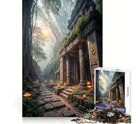 Rompecabezas de 1000 Piezas Templo Antiguo en un Bosque brumoso Ideal para Adolescentes Estimula la Mente y es un pasatiempo Relajante Encaje Firme (50x75cm)