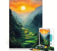 Rompecabezas de 1000 Piezas Terrazas de arroz al Atardecer para Adolescentes Ideal para Mejorar la Memoria Diseño Casual y Relajante Arte con Corte nítido (38x26cm)