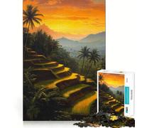 Rompecabezas de 1000 Piezas Terrazas de arroz al Atardecer para Adolescentes Mejora la Memoria Suave y Relajante Corte Premium Sorpresa de cumpleaños (50x75cm)