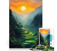 Rompecabezas de 1000 Piezas Terrazas de arroz al Atardecer para Adultos Juguete para ejercitar la Mente y Relajarse Corte de precisión Regalo Elegante (50x75cm)