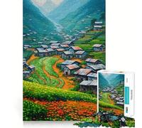 Rompecabezas de 1000 Piezas Terrazas de arroz de Mu Cang Chai para Adolescentes Juguete de lógica Clara Tiempo de Paz Corte Lista de Deseos de Santa Claus (50x75cm)