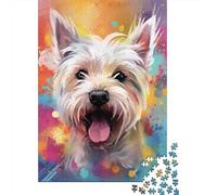 Rompecabezas de 1000 Piezas Terrier West Highland Pintura Colorida, Papel Reciclado para Adultos, Nivel Extremadamente Difícil 70x50cm/1000pcs