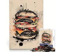 Rompecabezas de 1000 Piezas The Miam Burger Painting Teenagers para Adolescentes, diseño Relajante y de Memoria, Ideal para armar y Decorar la Pared 50x75cm